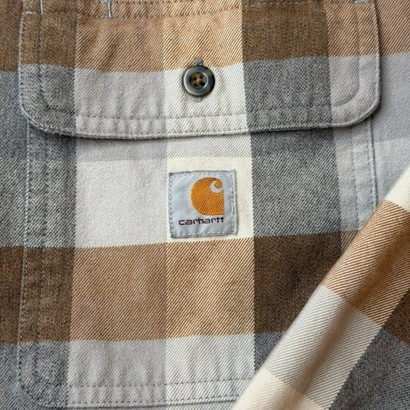 Carhartt Men XL 105078 Shacket Heavyweight Flannel Plaid Work Classic Relaxed - Picture 2 of 6